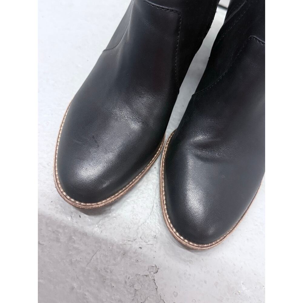 MADEWELL classic black leather brown block heel Brenner zip short bootie boot - Picture 5 of 11